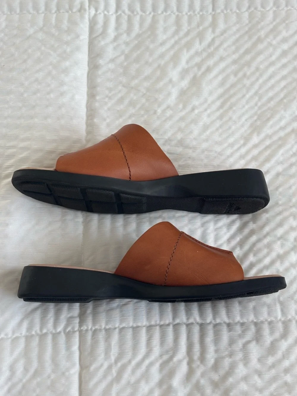 Dockers Womens Leather Slide Sandals Brown Size 6.5 Comfort Casual Summer - Picture 4 of 7